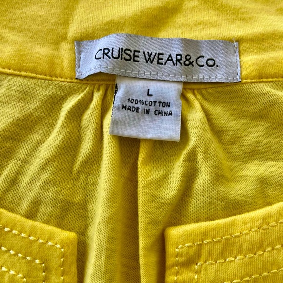 Cruise Wear&Co Made in China 100%Cotton Women Yellow Short Sleeve T-Shirt Size L - Picture 5 of 5